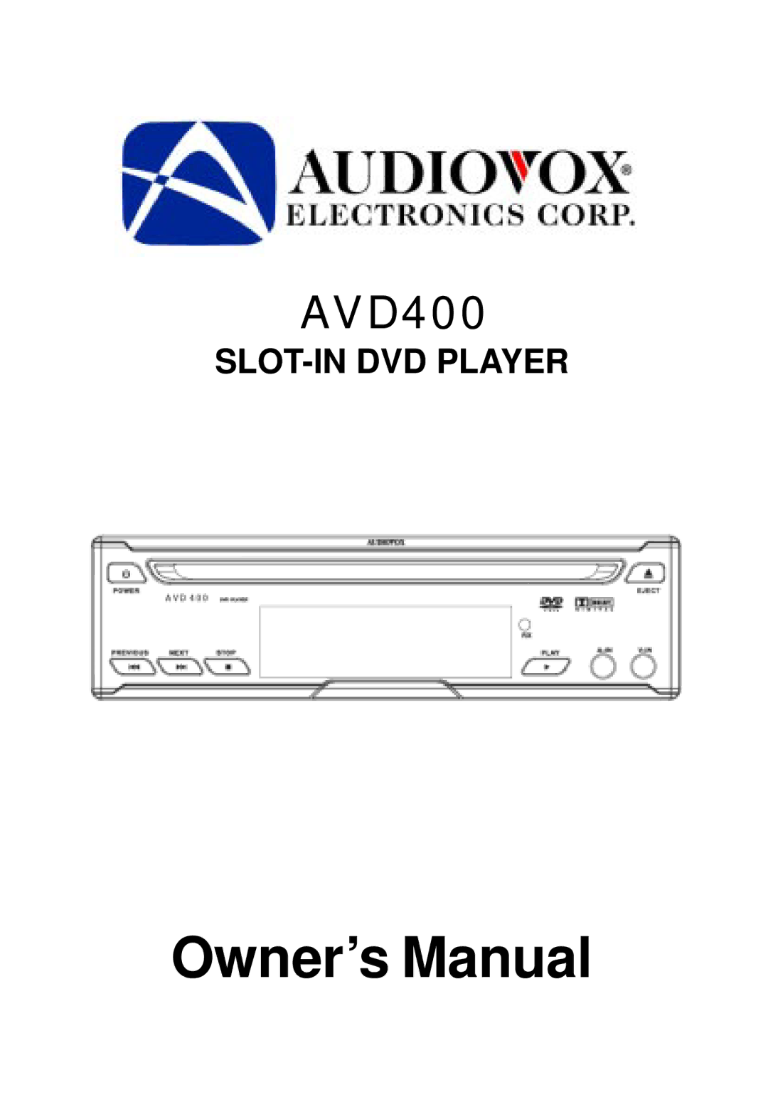 Audiovox AVD400 owner manual 