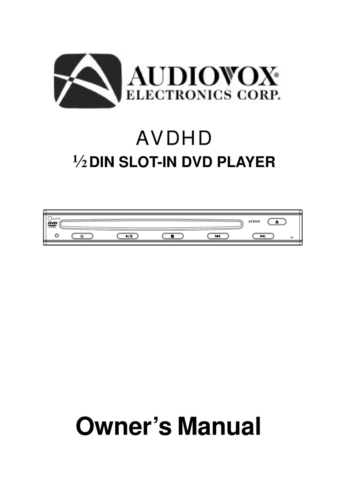 Audiovox AVDHD owner manual Avdhd 