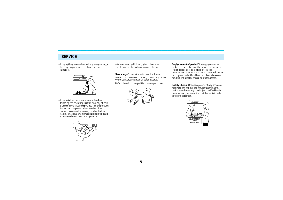 Audiovox AVP-7280A manual Service, Refer all servicing to qualified service personnel 