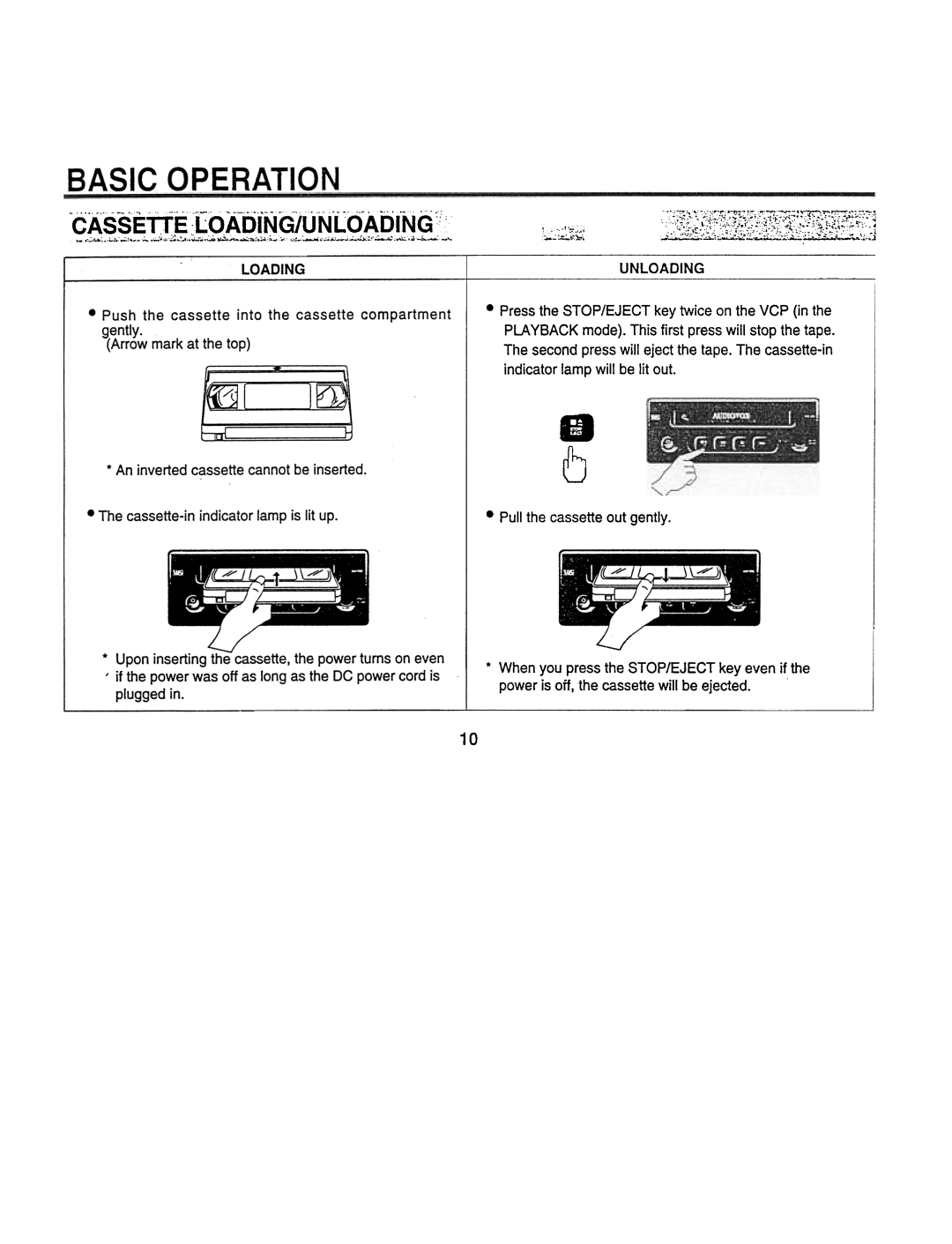 Audiovox AVP7000 manual Loading, Unloading 