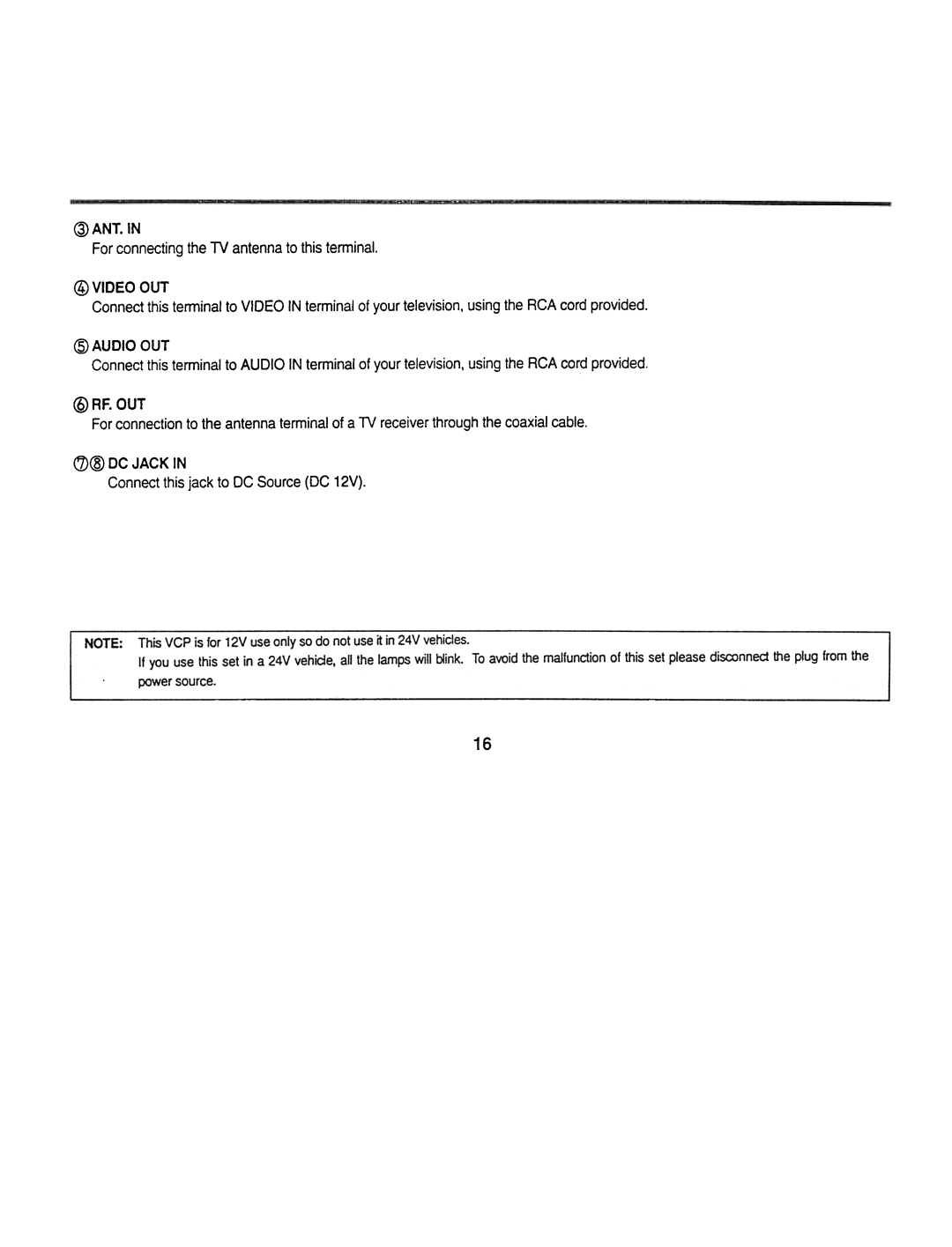 Audiovox AVP7000 manual @Ant, @ Video OUT, Audio OUT 