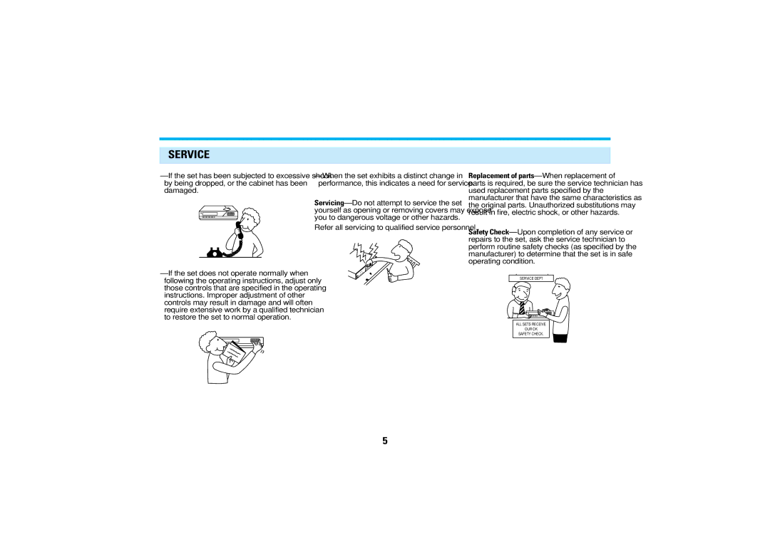 Audiovox AVP7200 manual Service, Refer all servicing to qualified service personnel 