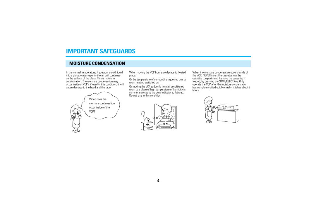 Audiovox AVP7280 manual Important Safeguards, Moisture Condensation 