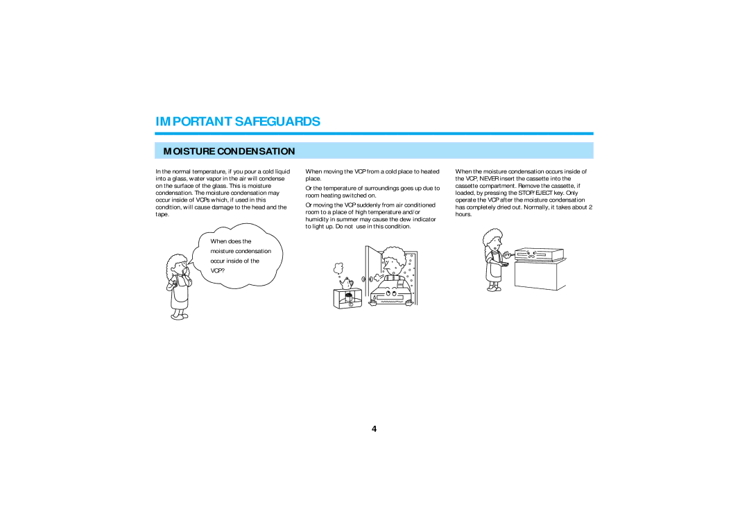 Audiovox AVP8280 manual Important Safeguards, Moisture Condensation 