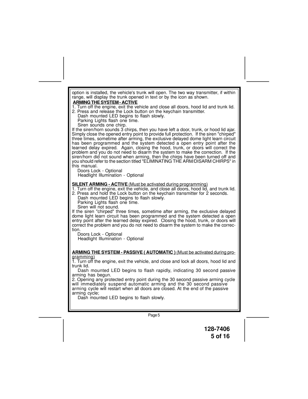 Audiovox AVT597 owner manual Arming the System Active 