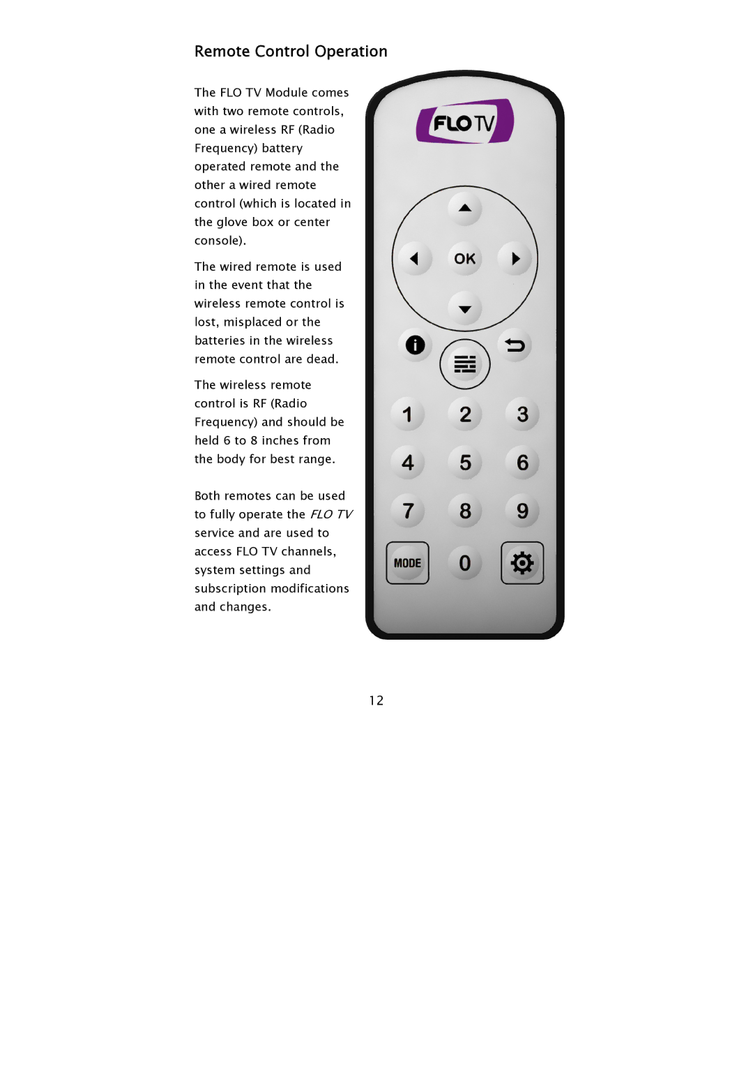 Audiovox AVXMMF1 manual Remote Control Operation 