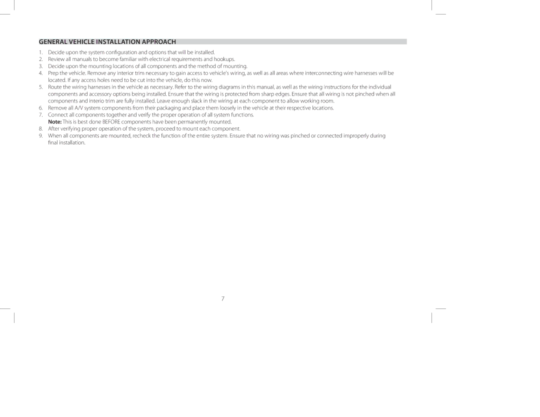 Audiovox AVXMTG10U manual General Vehicle Installation Approach 