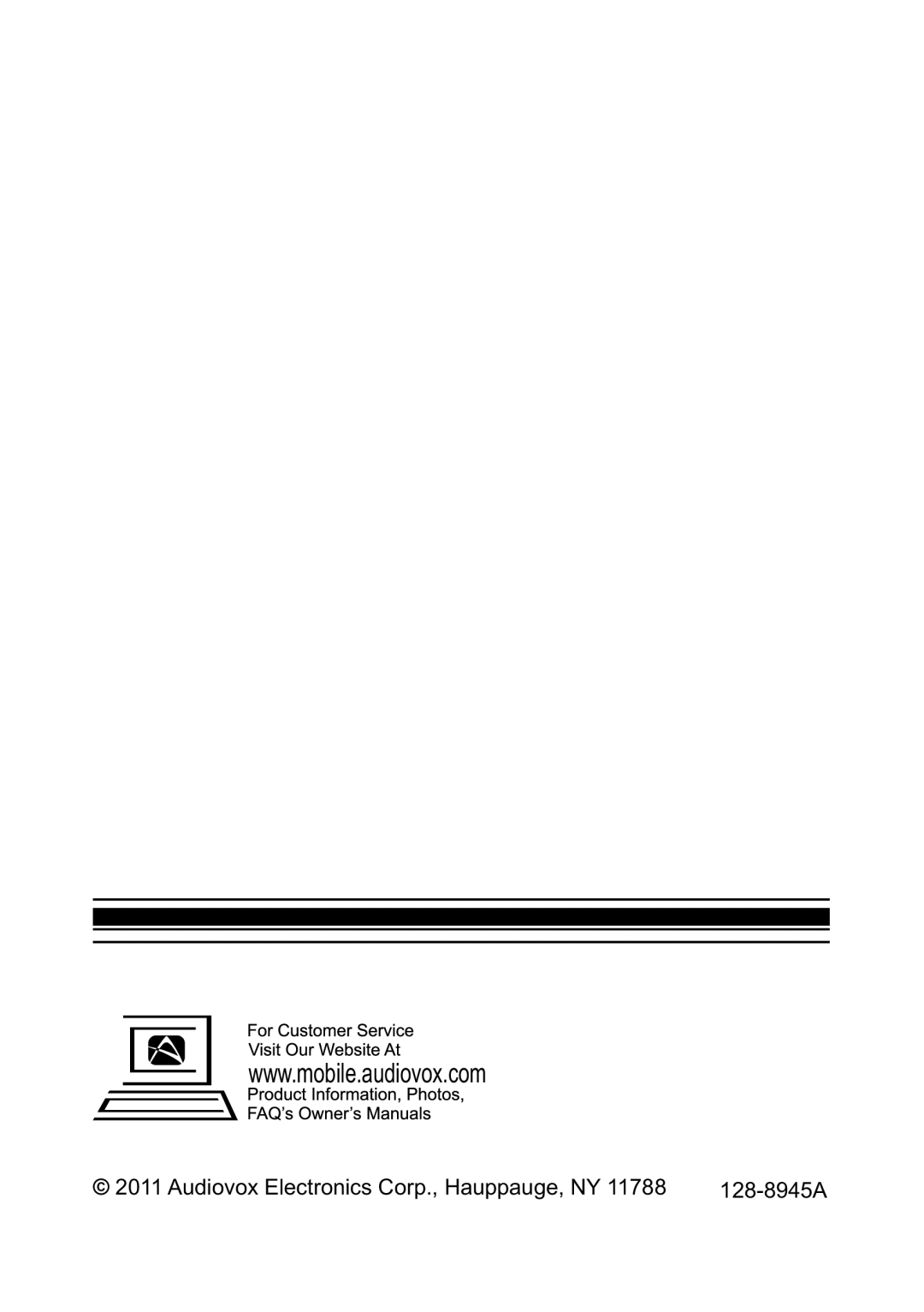 Audiovox AVXMTGHR1M operation manual Audiovox Electronics Corp., Hauppauge, NY 128-8945A 