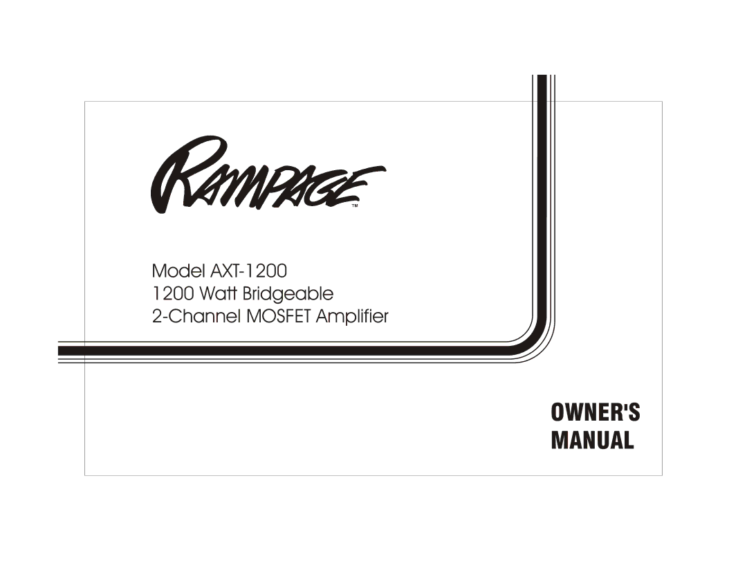 Audiovox AXT-1200 owner manual Owners Manual 