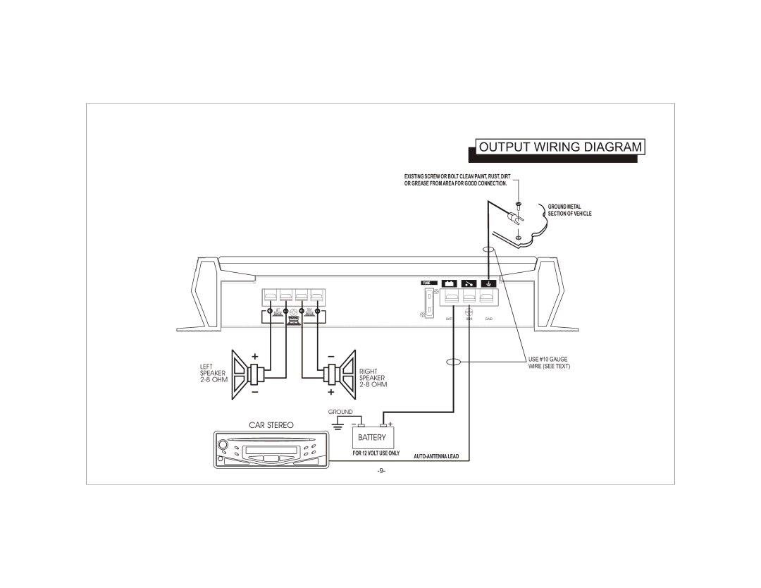 Audiovox AXT-1200 owner manual Output Wiring Diagram 