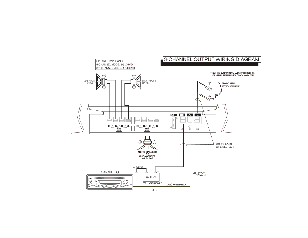 Audiovox AXT-500 owner manual Channel Output Wiring Diagram, Right Front Speaker 