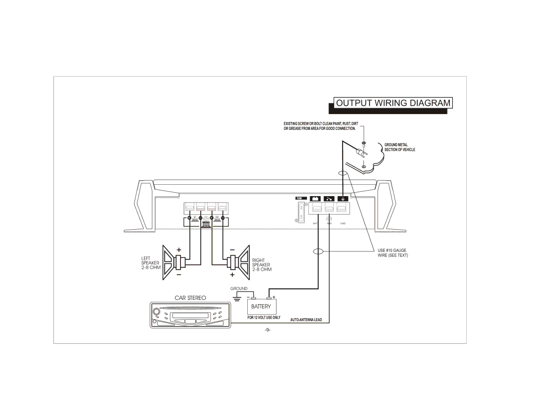 Audiovox AXT-550 owner manual Output Wiring Diagram 