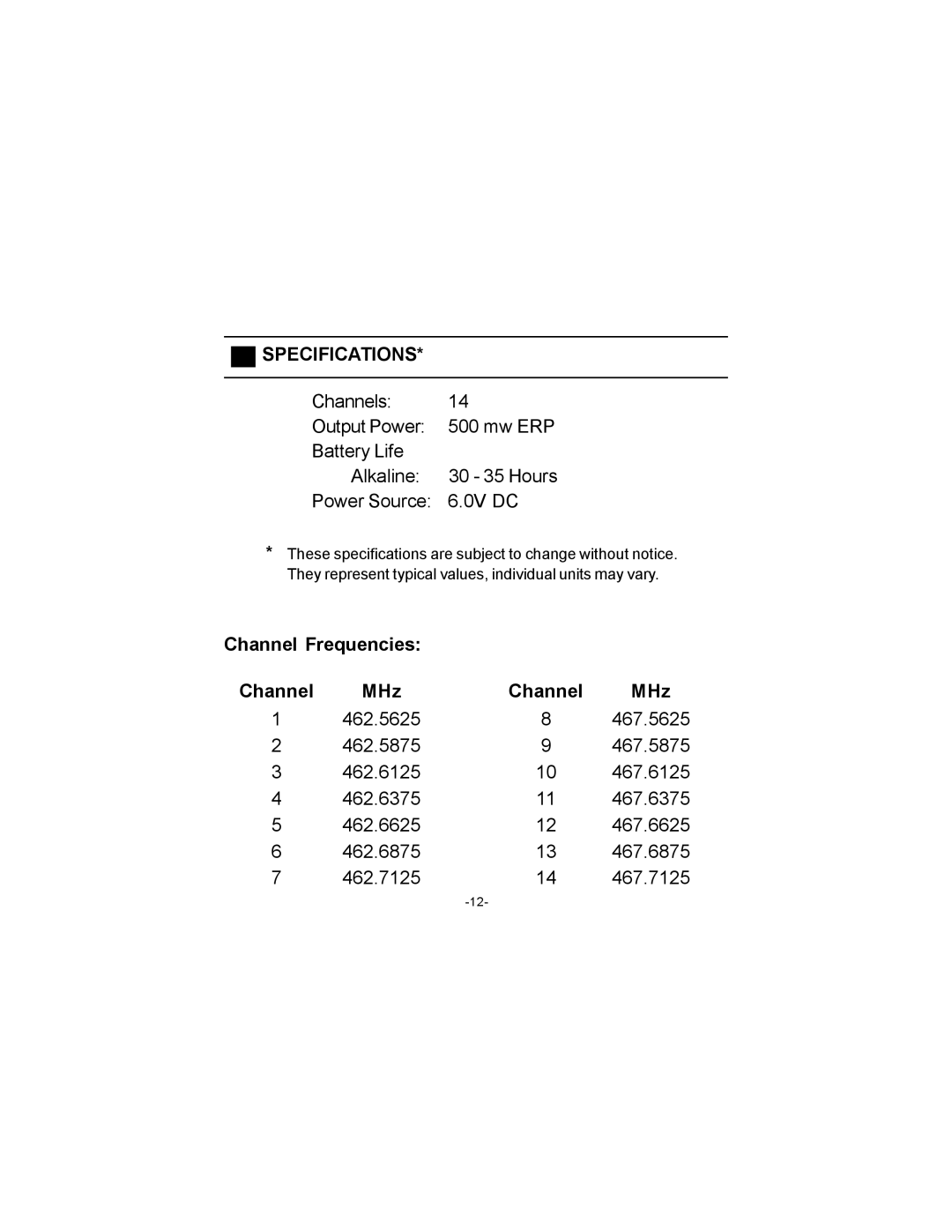 Audiovox AXT240 owner manual Specifications, Power Source 0V DC 