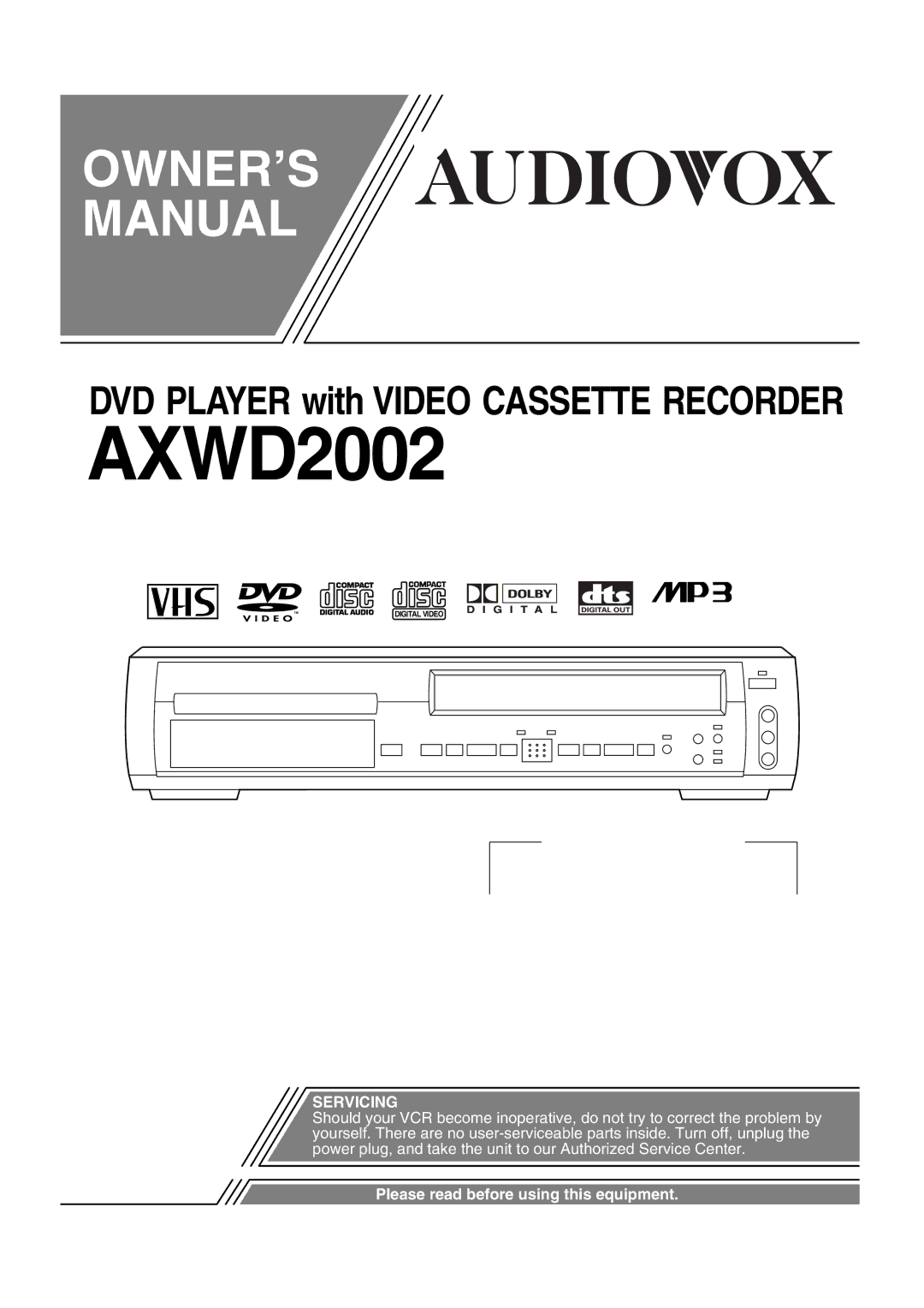 Audiovox AXWD2002 owner manual 