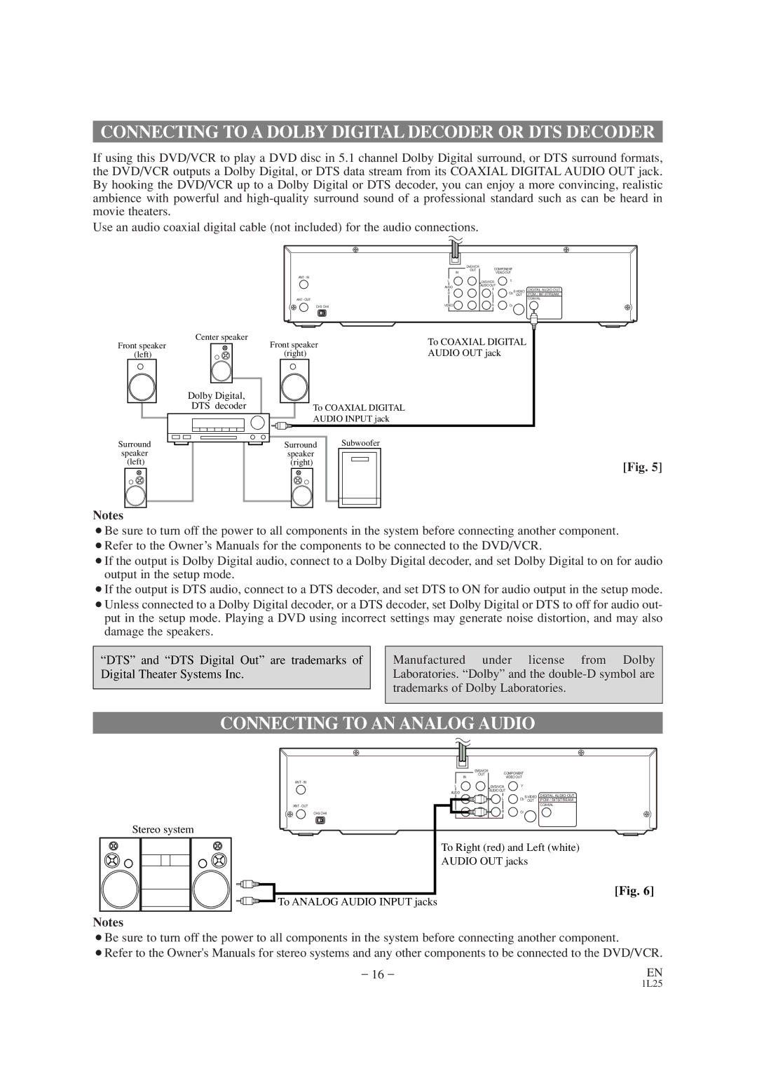 Audiovox AXWD2002 owner manual Dolby Digital DTS decoder 