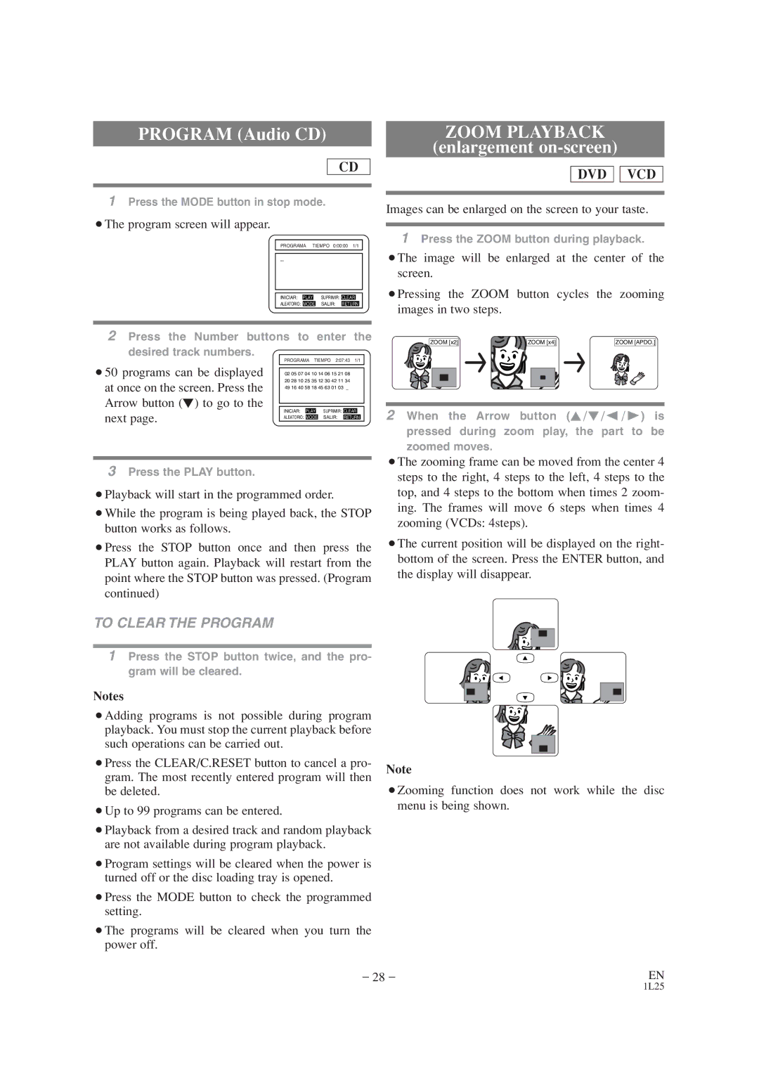 Audiovox AXWD2002 owner manual Zoom Playback, To Clear the Program 