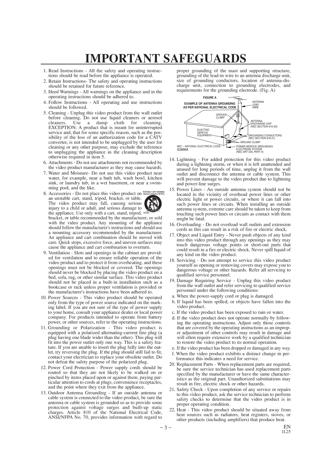 Audiovox AXWD2002 owner manual Important Safeguards 