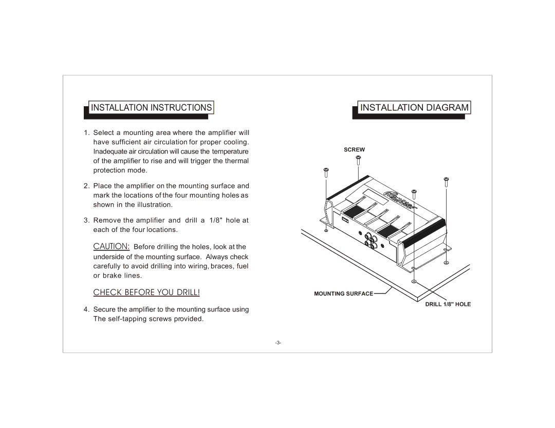 Audiovox BTR120 owner manual Installation Instructions, Installation Diagram 