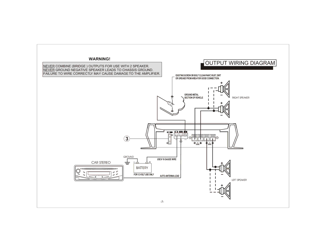 Audiovox BTR120 owner manual Output Wiring Diagram 