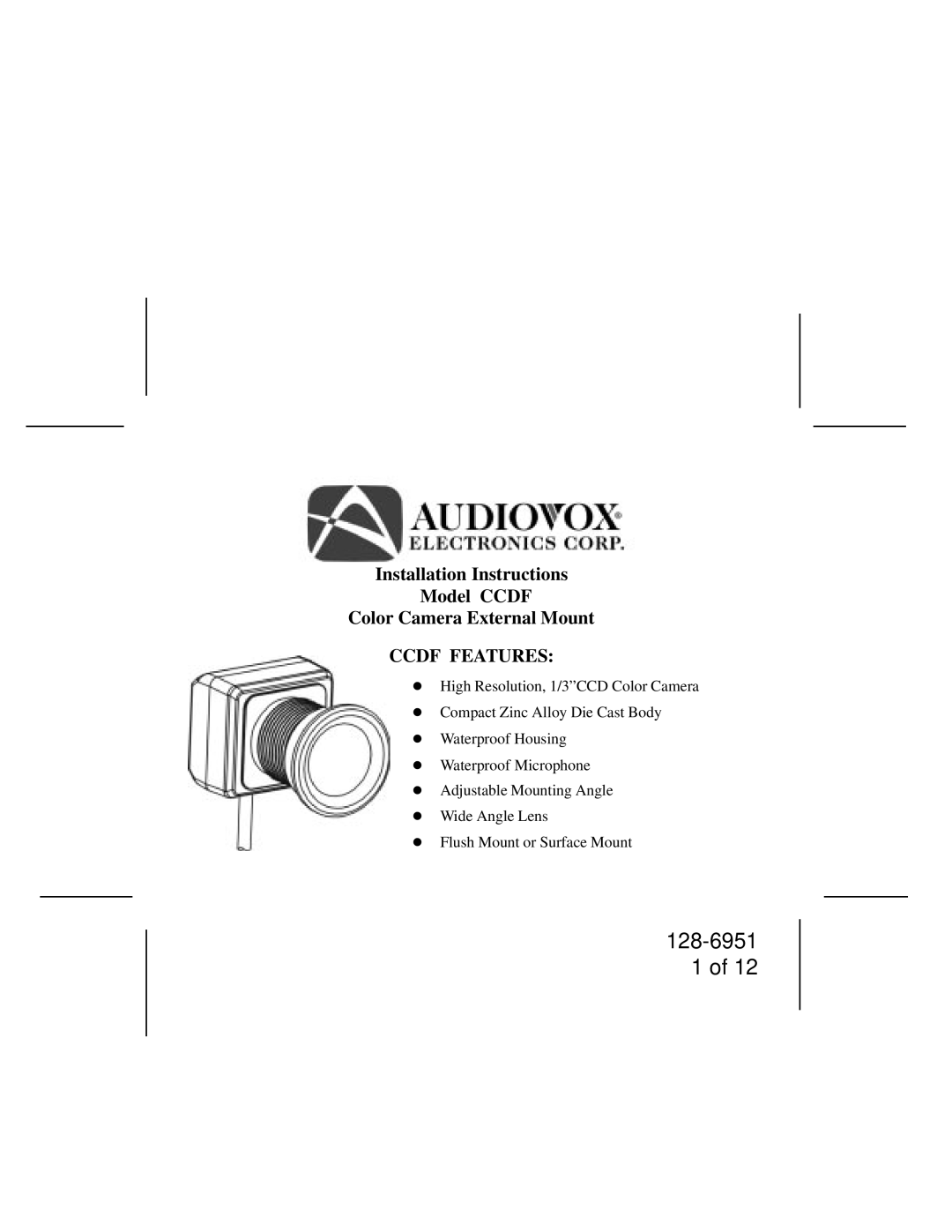 Audiovox CCDF installation instructions 128-6951 