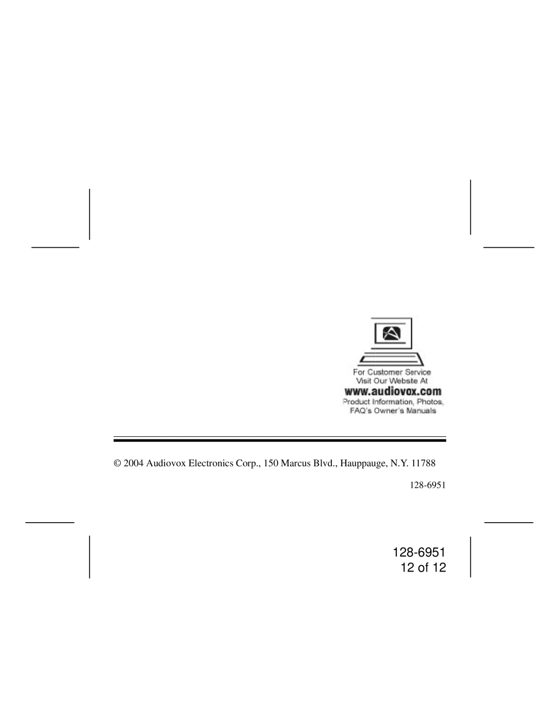 Audiovox CCDF installation instructions Audiovox Electronics Corp., 150 Marcus Blvd., Hauppauge, N.Y 