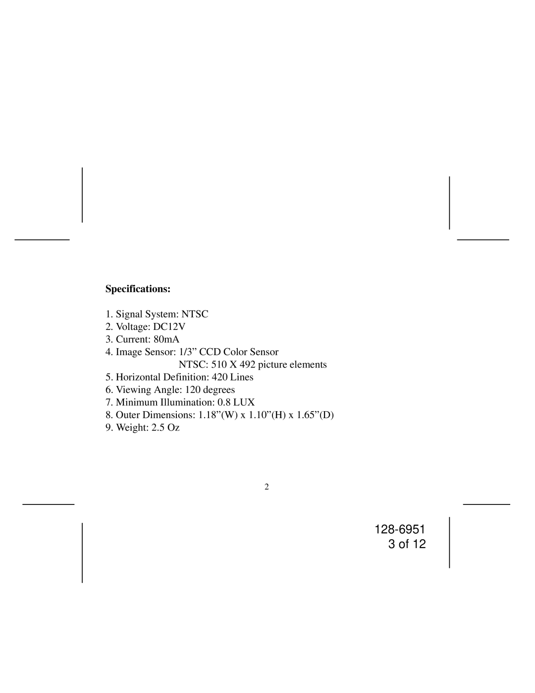 Audiovox CCDF installation instructions Specifications 