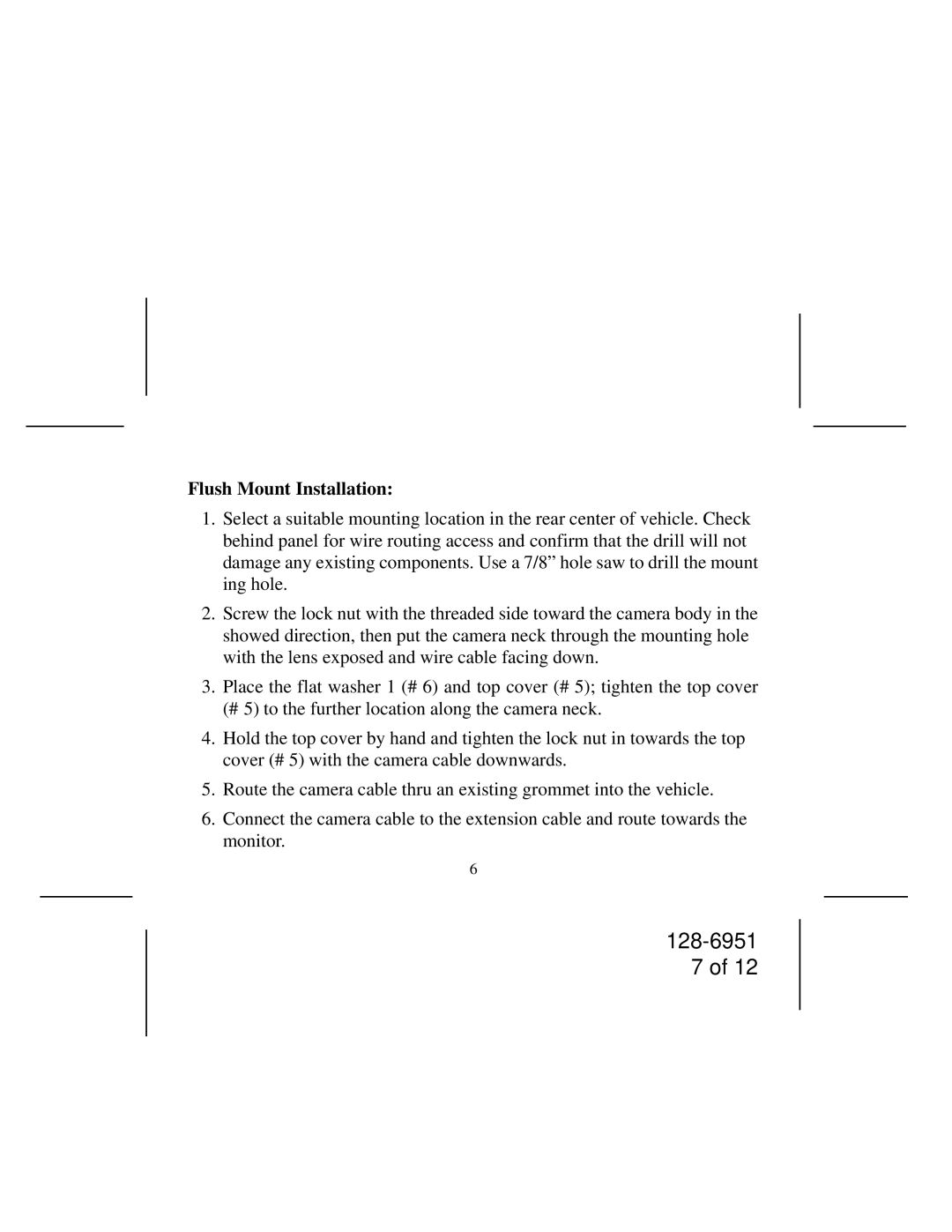 Audiovox CCDF installation instructions Flush Mount Installation 