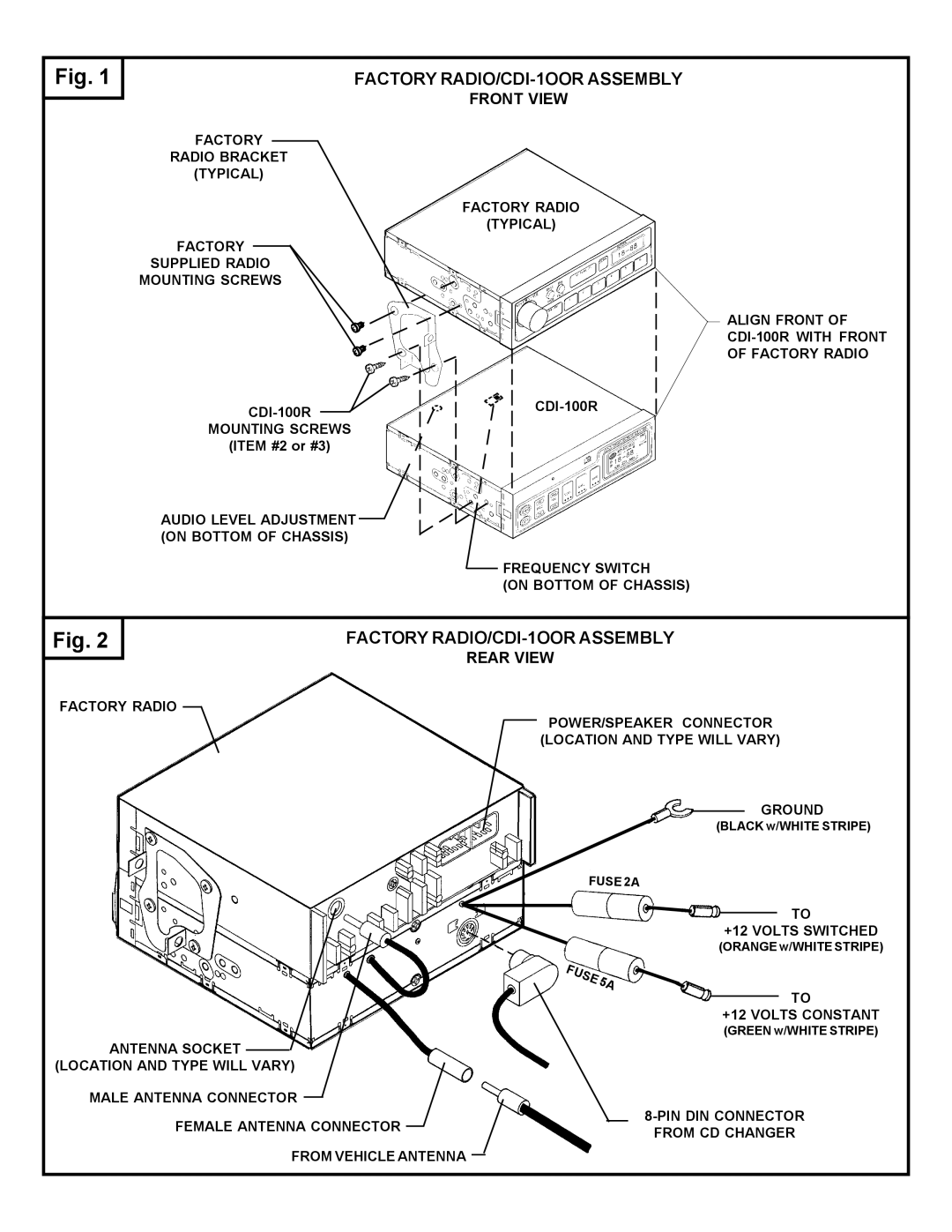 Audiovox CDI-100R manual Front View, Rear View 