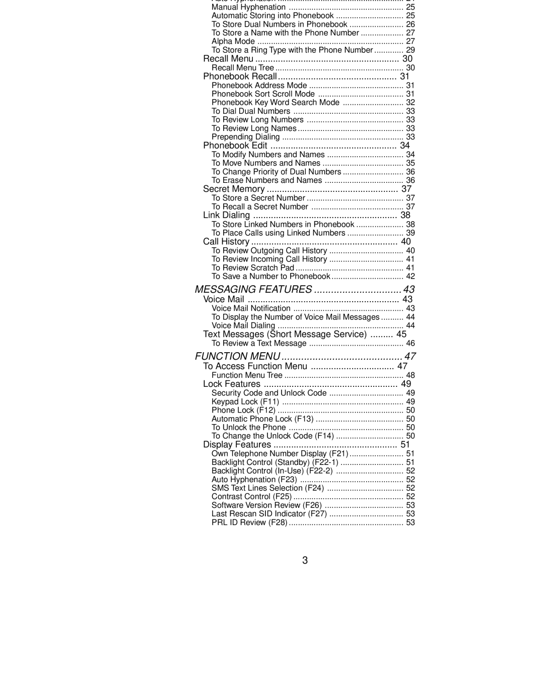 Audiovox CDM-4000 Phonebook Entry, Recall Menu, Phonebook Recall, Phonebook Edit, Secret Memory, Link Dialing, Voice Mail 