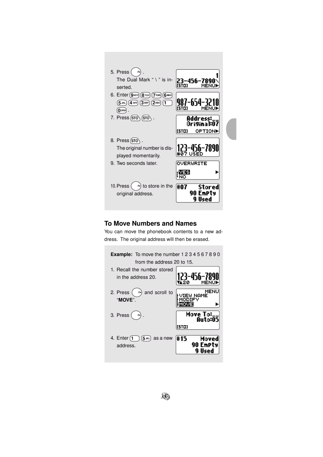 Audiovox CDM-4000, CDM-4000 XL manual To Move Numbers and Names 