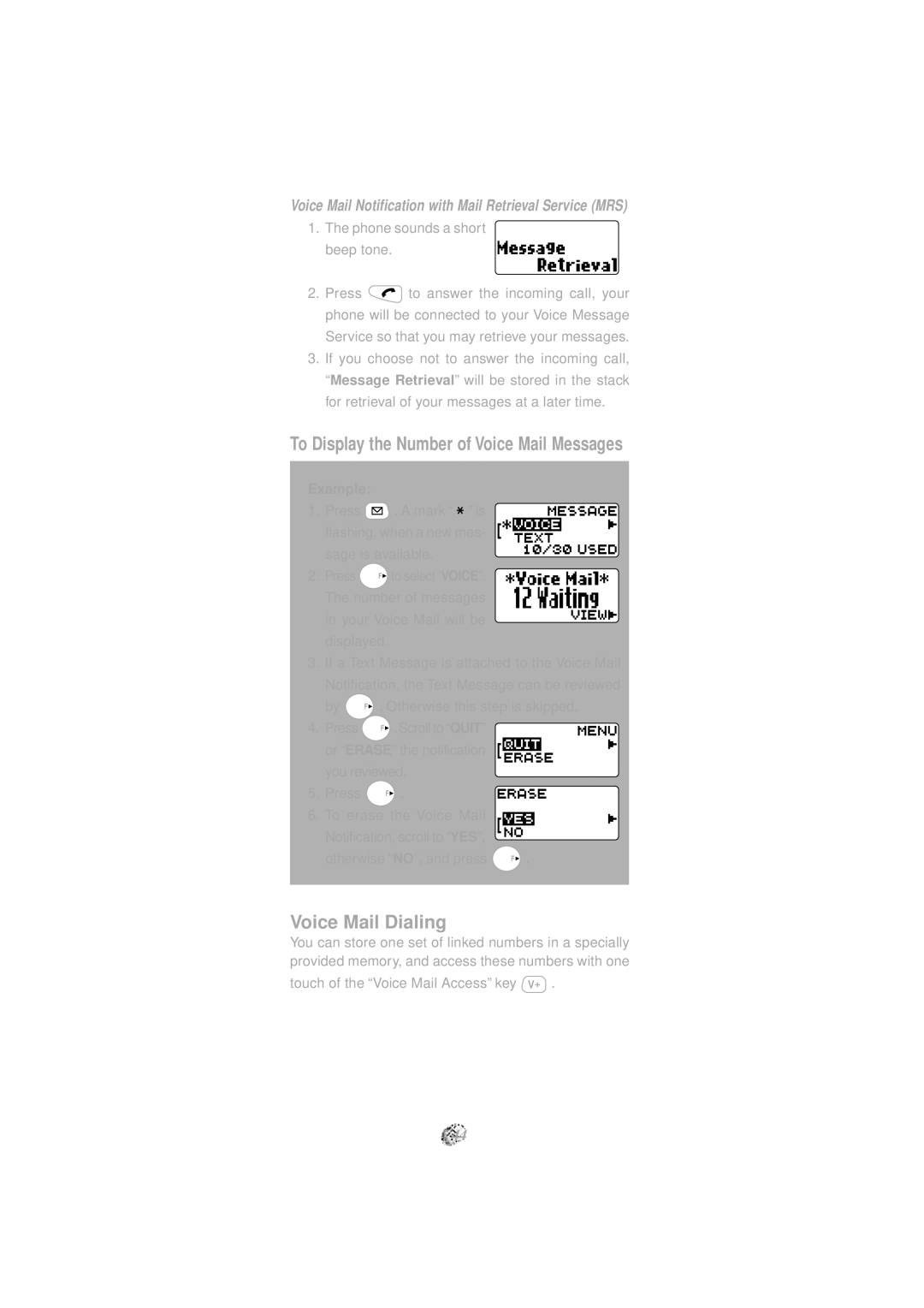 Audiovox CDM-4000, CDM-4000 XL manual To Display the Number of Voice Mail Messages, Voice Mail Dialing 