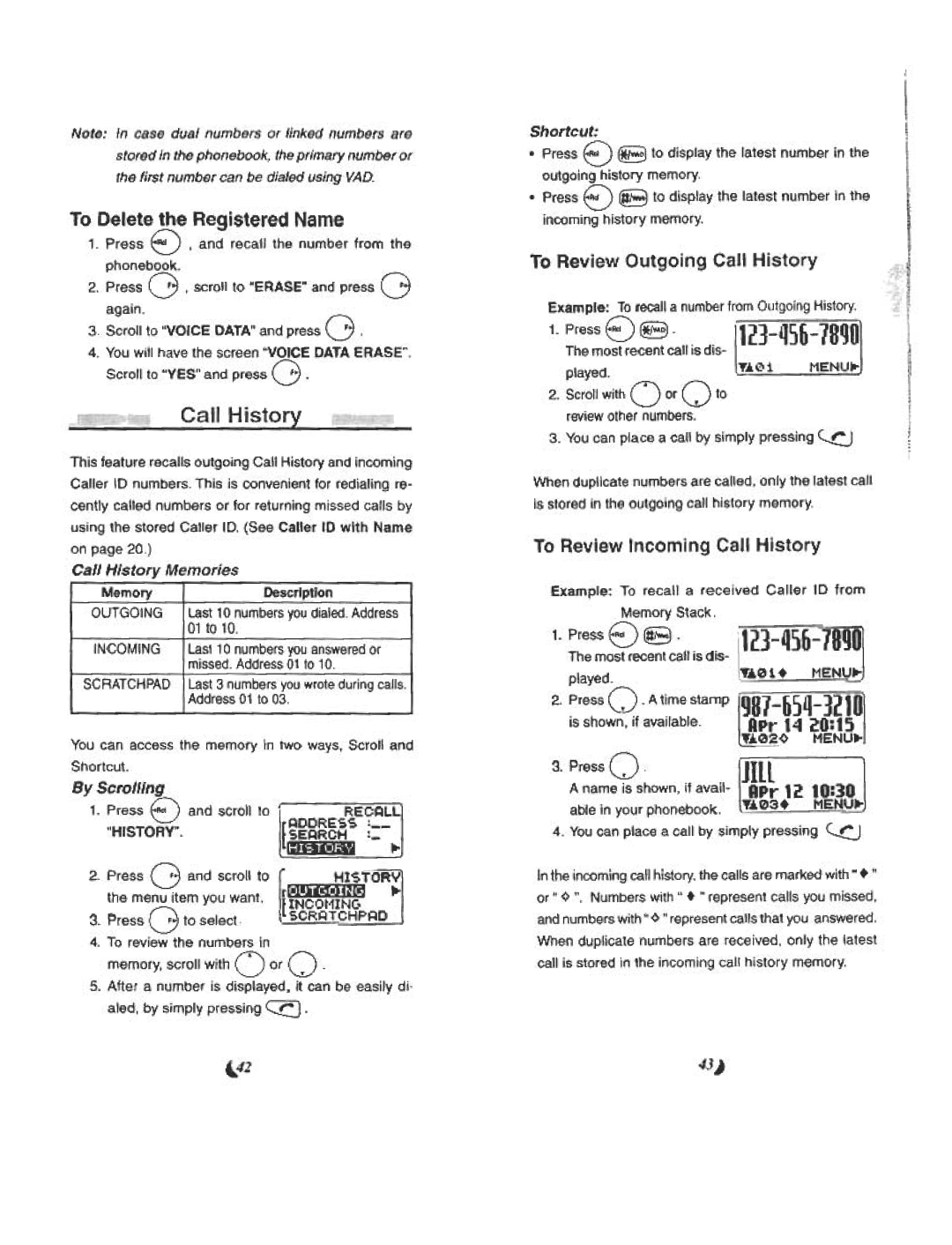 Audiovox CDM 4500 manual ~~iJ81-fi5q321, 43J, To Review Incoming Call History, Se~Rch 