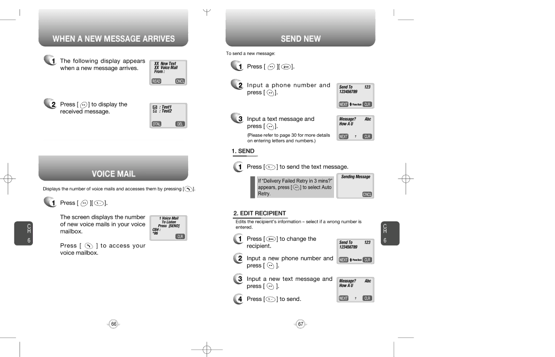 Audiovox CDM-8200 warranty When a NEW Message Arrives Send NEW, Voice Mail, Edit Recipient 