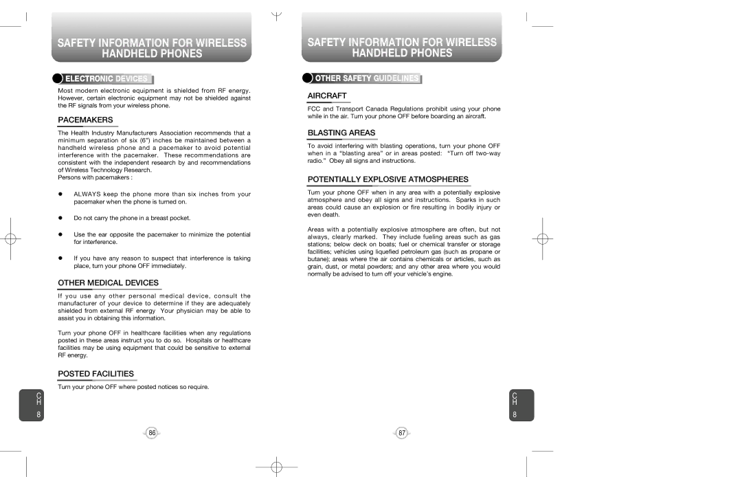 Audiovox CDM-8200 warranty Electronic Devices, Other Safety Guidelines 