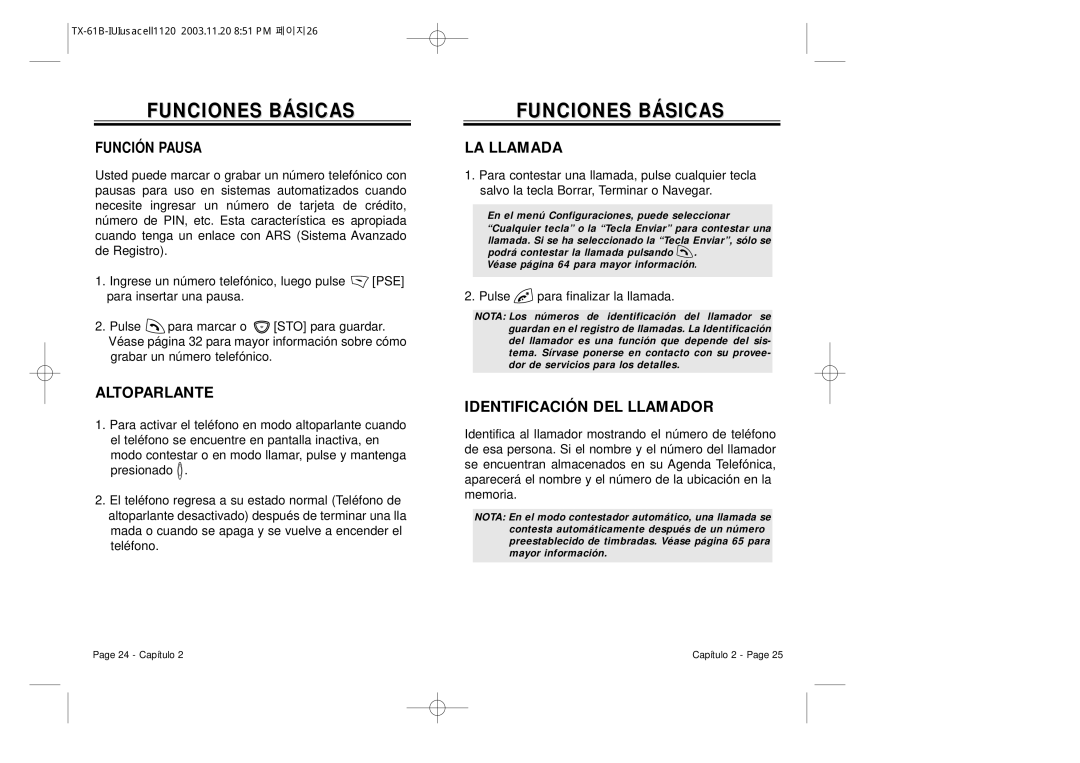 Audiovox CDM 8400 Altoparlante, LA Llamada, Identificación DEL Llamador, Función Pausa, Pulse para finalizar la llamada 