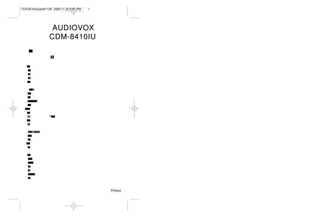 Audiovox CDM 8400 manual Audiovox 