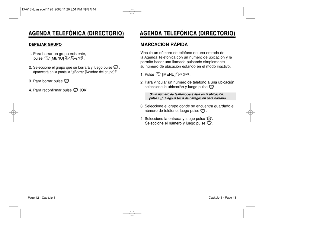 Audiovox CDM 8400 manual Marcación Rápida, Depejar Grupo, Para borrar un grupo existente Pulse Menu 