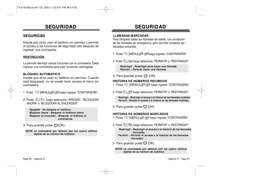 Audiovox CDM 8400 manual Seguridad 