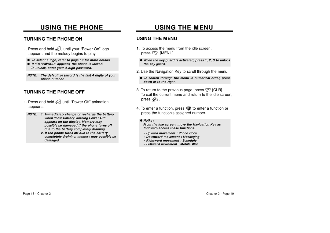 Audiovox CDM-8410 owner manual Using the Phone, Turning the Phone on, Turning the Phone OFF, Using the Menu 