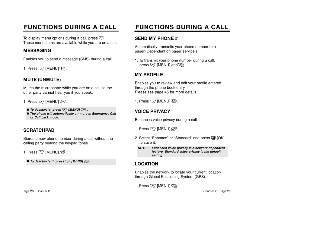 Audiovox CDM-8410 owner manual Functions During a Call 