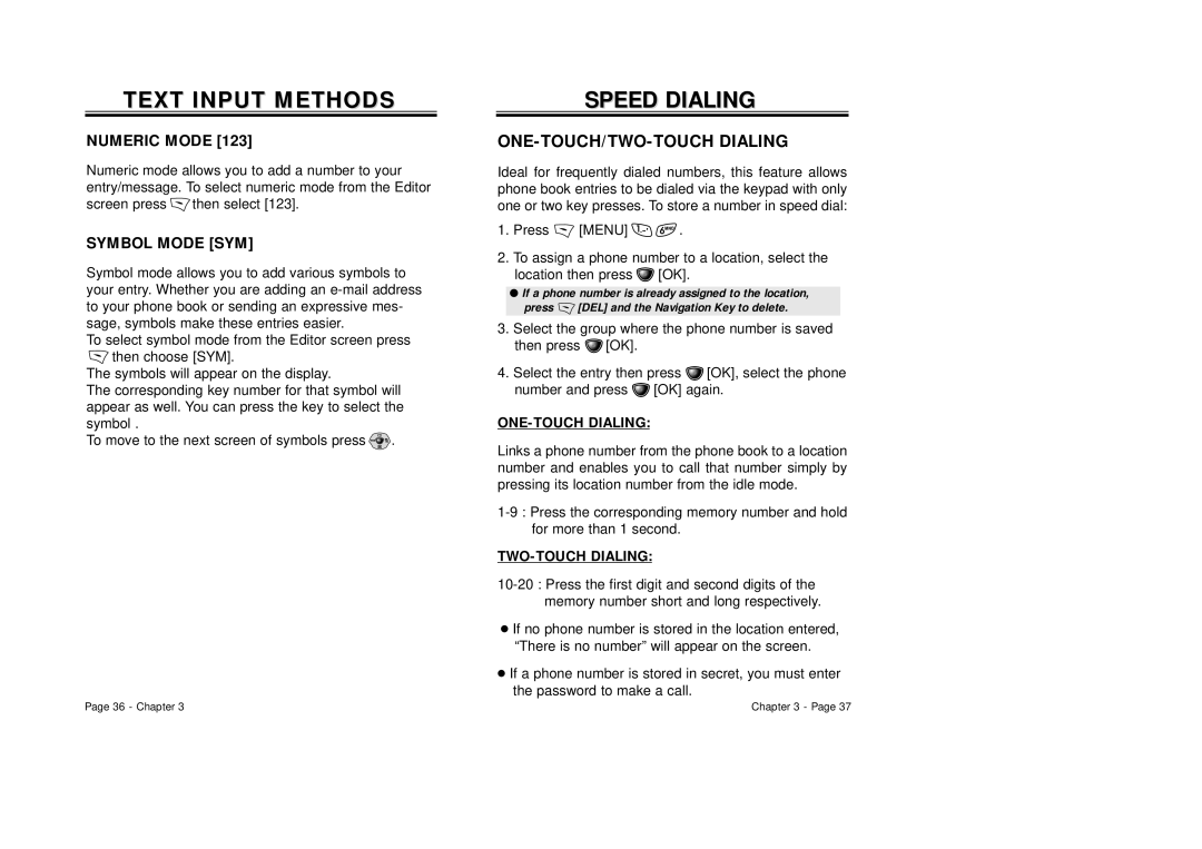 Audiovox CDM-8410 owner manual ONE-TOUCH/TWO-TOUCH Dialing, ONE-TOUCH Dialing 