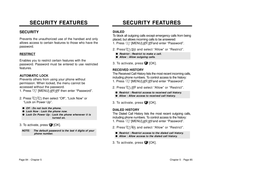 Audiovox CDM-8410 owner manual Security Features 