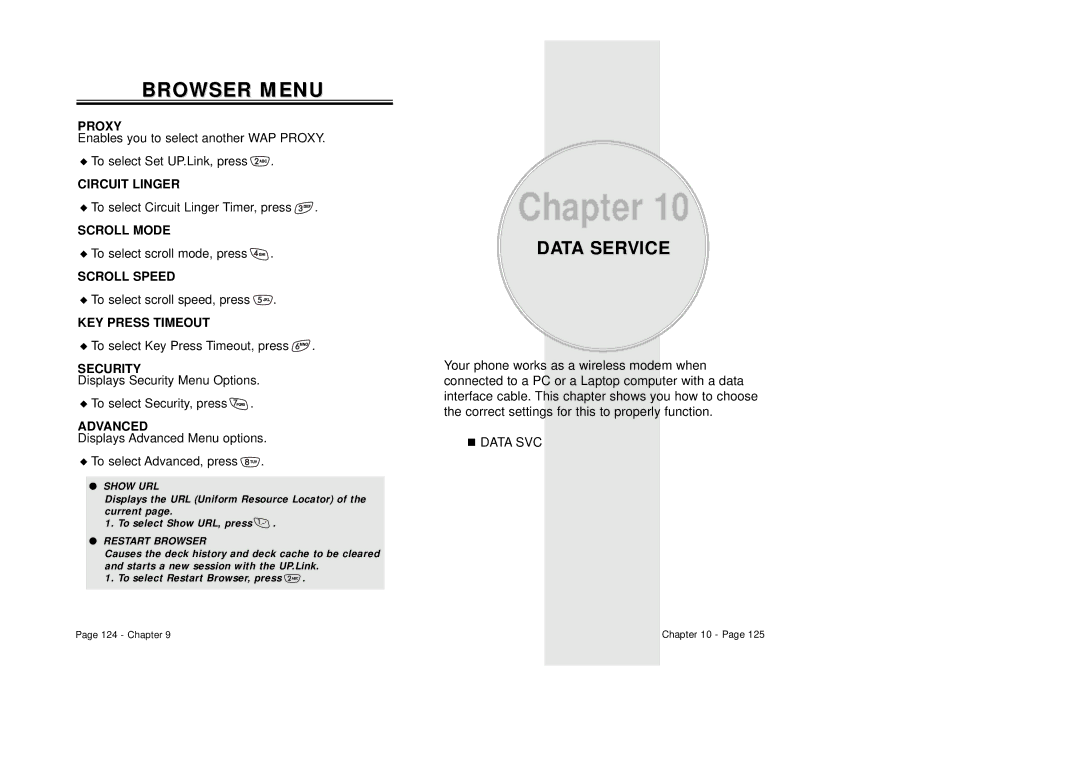 Audiovox CDM-8410 owner manual Data Service 