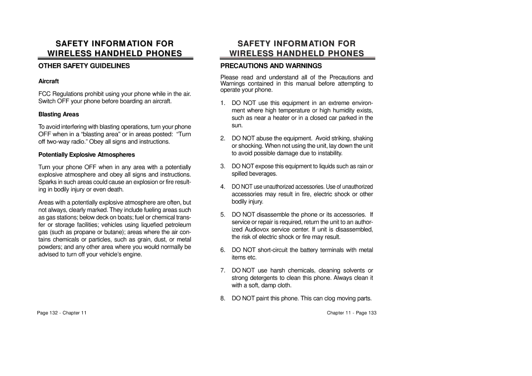 Audiovox CDM-8410 owner manual Other Safety Guidelines 