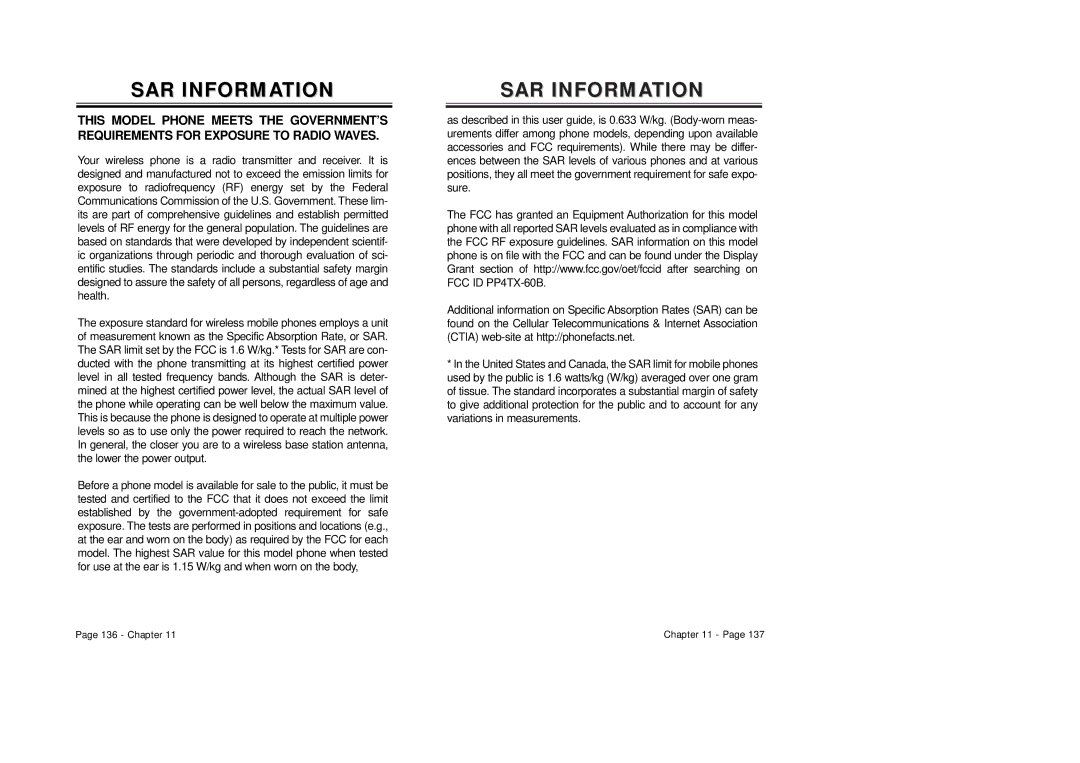 Audiovox CDM-8410 owner manual SAR Information, Sarsar Informainformationtion 