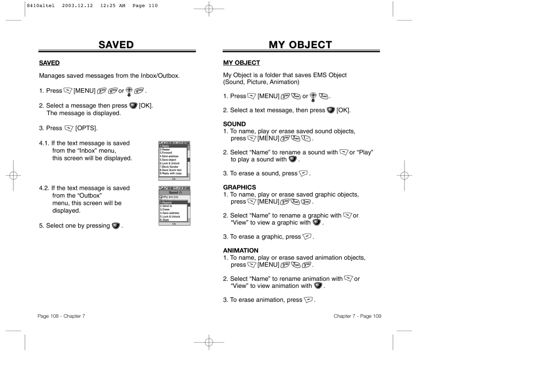 Audiovox CDM 8410 owner manual Saved, MY Object 