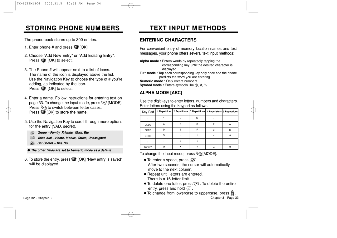 Audiovox CDM 8450 owner manual Storing Phone Numbers, Text Input Methods 