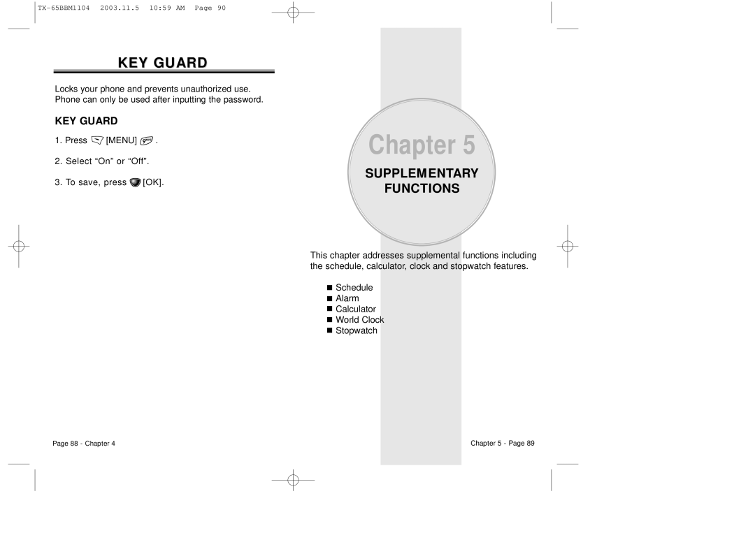 Audiovox CDM 8450 owner manual KEY Guard, Supplementary Functions 