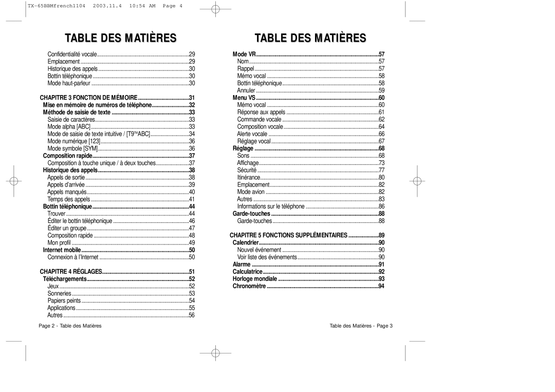 Audiovox CDM 8450 owner manual Chapitre 3 Fonction DE Mémoire, Chapitre 5 Fonctions Supplémentaires 