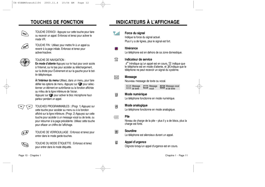 Audiovox CDM 8450 owner manual Touches DE Fonction, Indicateurs À L’AFFICHAGE 